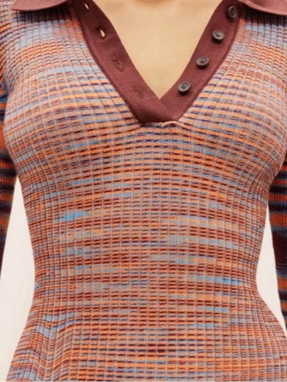 Jacquemus Striped Knit Maxi Dress in Blue, Orange, Brown - Picture 3 of 4
